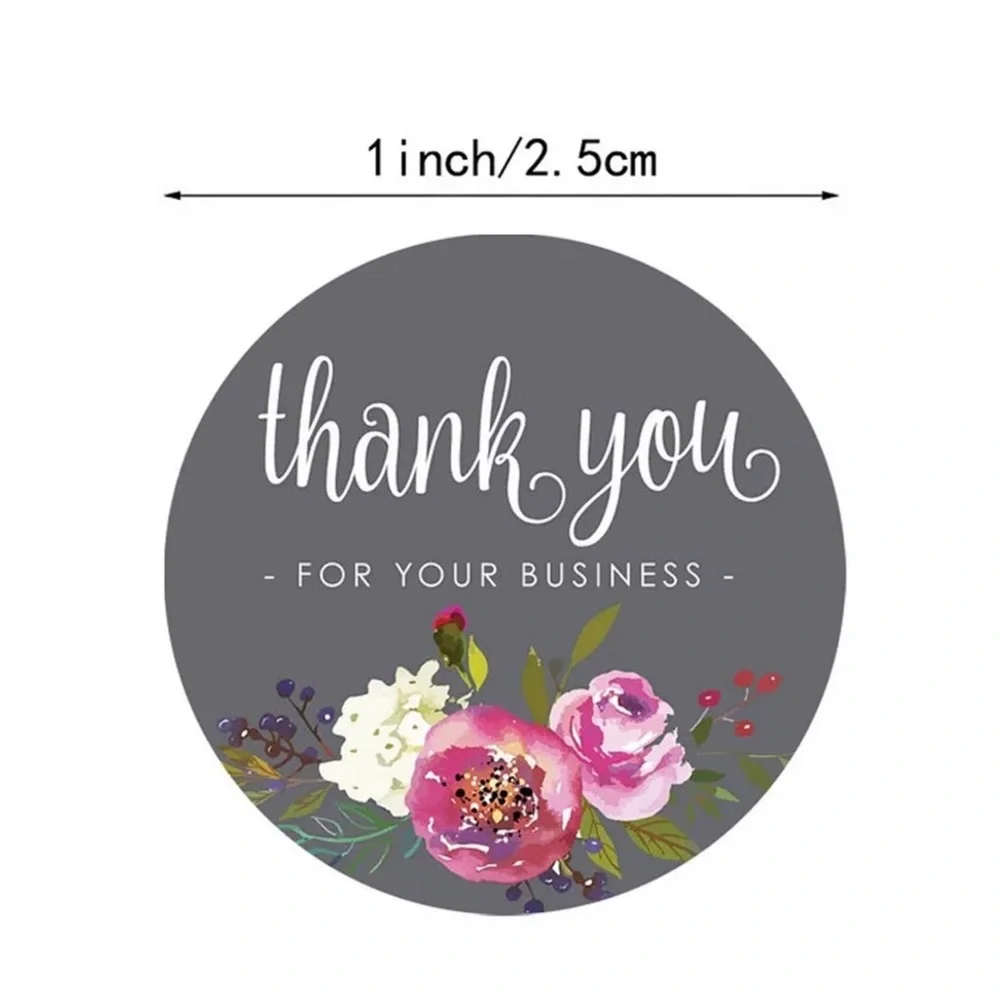 Floral Thank You For Your Business 500 Stickers